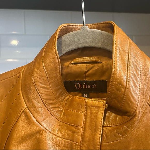 Quince Women's Tan Camel Leather Jacket - Picture 4 of 9